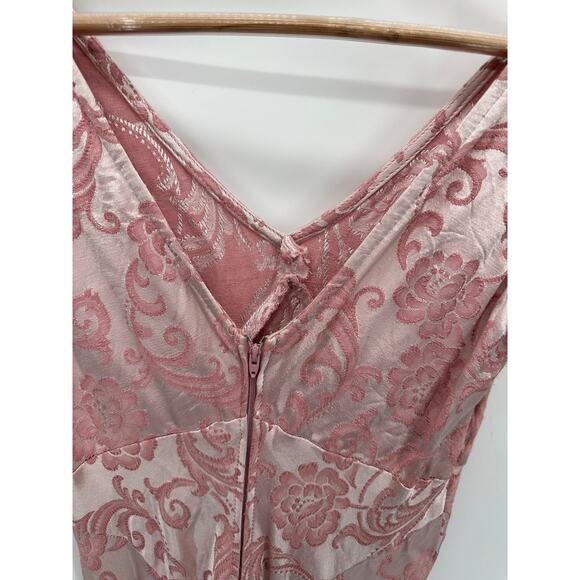Roberta Vintage Pink Floral Paisley Velour V-Neck Maxi Dress Women's Size 0-2 - Picture 10 of 14